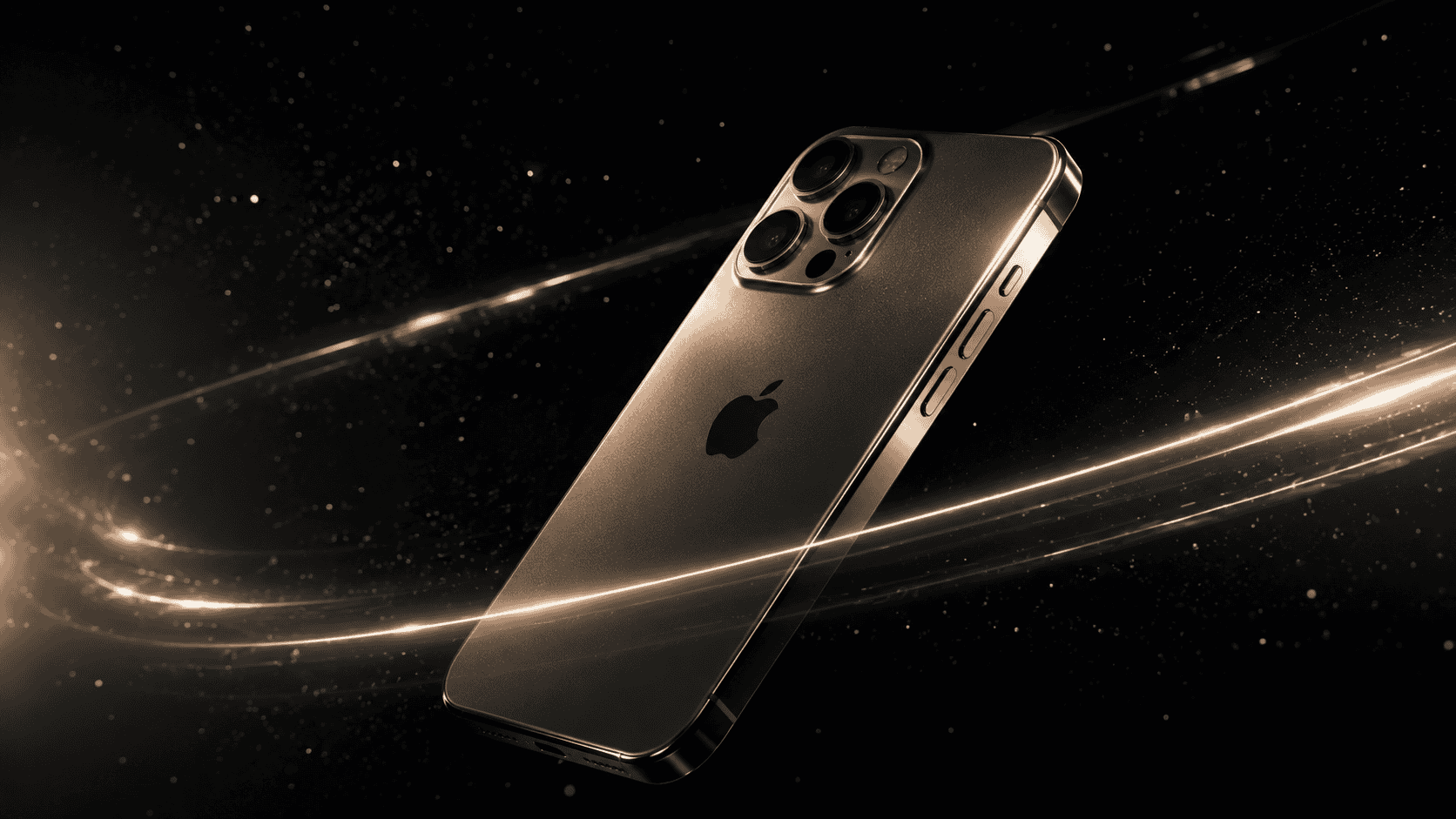 Titan X flagship smartphone with triple-camera system against a cosmic space background.